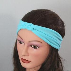 Blue Knotted Jersey Headband, T-shirt Headband,..