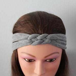 Grey Knotted Jersey Headband, T-shirt Headband,..