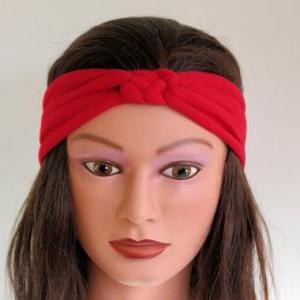 Red Knotted Jersey Headband, T-shirt Headband,..