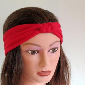 Red Knotted Jersey Headband, T-shirt Headband,..