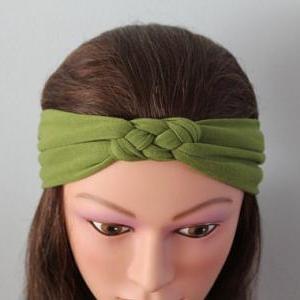 Green Knotted Jersey Headband, T-shirt Headband,..