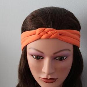 Orange Knotted Jersey Headband, T-shirt Headband,..