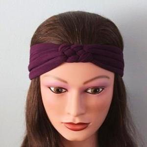 Purple Knotted Jersey Headband, T-shirt Headband,..