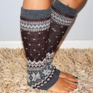 Women's Brown Knitted Leg Warmer Or..