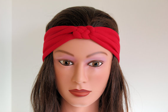 Red Knotted Jersey Headband, T-shirt Headband, Sailor's Knot Headband, Yoga Headband, Red Hairband